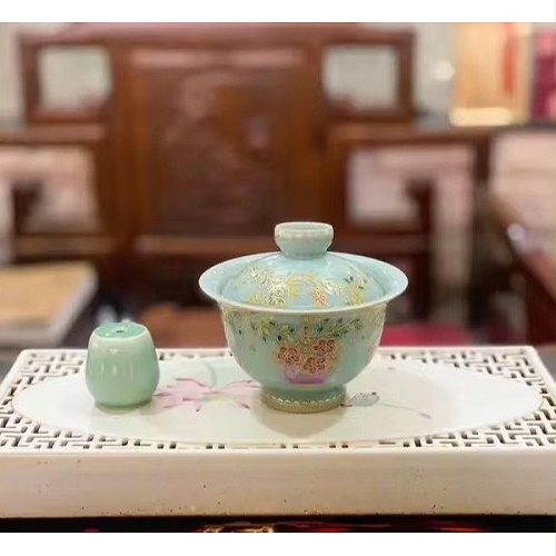 交能＆淳之 · 一周一品鉴——淳之手工手绘青瓷画珐琅茶具套组