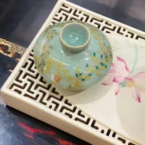 交能＆淳之 · 一周一品鉴——淳之手工手绘青瓷画珐琅茶具套组