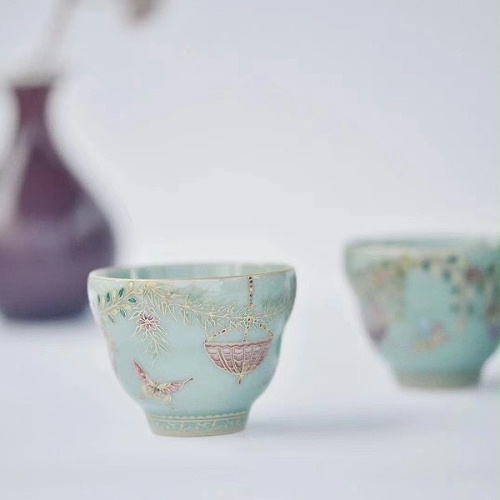 交能＆淳之 · 一周一品鉴——淳之手工手绘青瓷画珐琅茶具套组