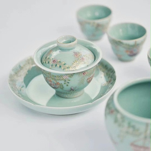 交能＆淳之 · 一周一品鉴——淳之手工手绘青瓷画珐琅茶具套组