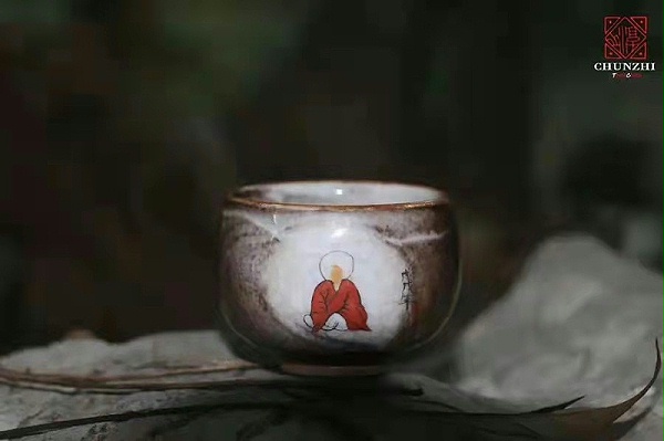 淳之纯手工手绘柴烧“致野烧”古风水墨茶具套组