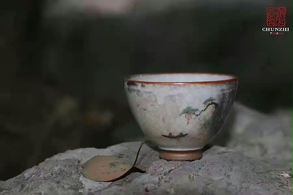 淳之纯手工手绘柴烧“致野烧”古风水墨茶具套组