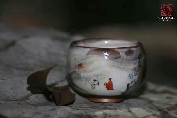 淳之纯手工手绘柴烧“致野烧”古风水墨茶具套组