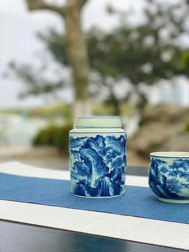 交能＆淳之 · 一周一品鉴——淳之藏瓷青花仿古釉山水系列茶具套组