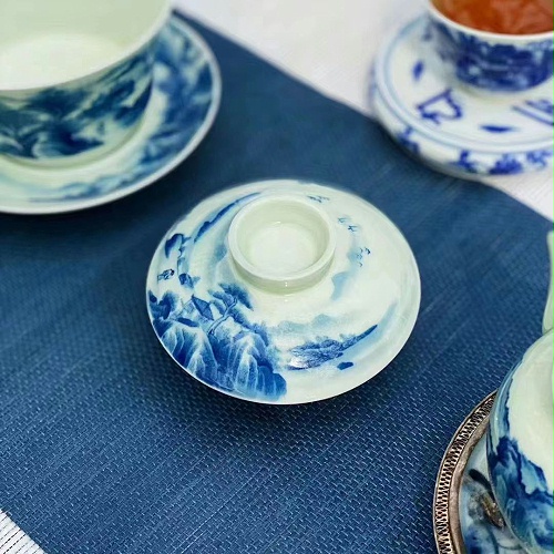 交能＆淳之 · 一周一品鉴——淳之藏瓷青花仿古釉山水系列茶具套组