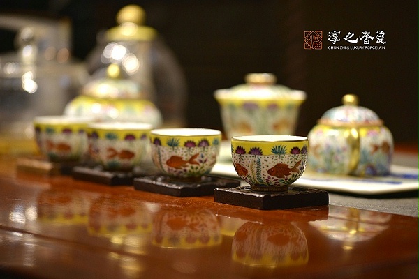 淳之白珐琅鱼藻纹茶叶将军罐适用场景