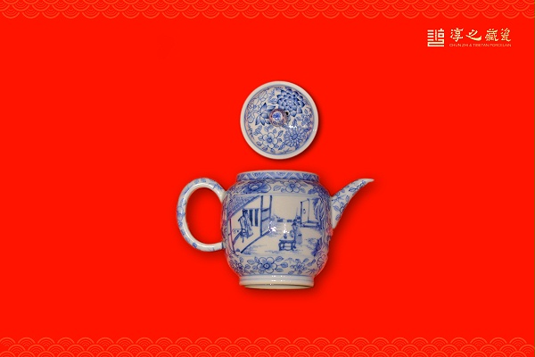 淳之青花柴窑四角开窗二十四孝系列茶壶