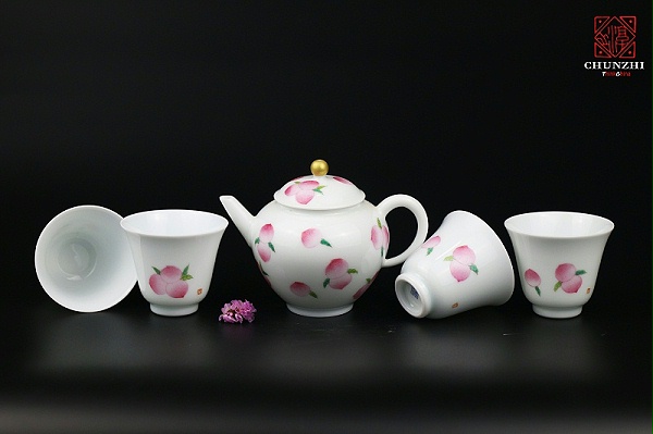 淳之高白瓷仙桃茶具套组
