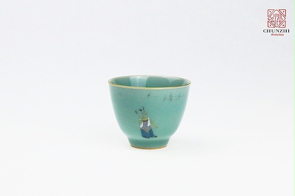 描金青瓷童子单杯6