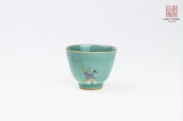 描金青瓷童子单杯5
