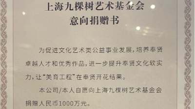 2020.04.22淳之文化为促进文化艺术类公益事业发展，向上海九棵树未来艺术基金会捐赠人民币1000万元