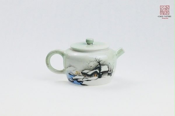柴烧雪景茶壶