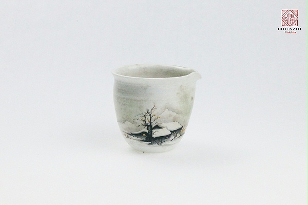 柴烧雪景公道杯