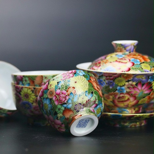 交能＆淳之 · 一周一品鉴——淳之奢瓷珐琅手绘万花不落地茶具套组
