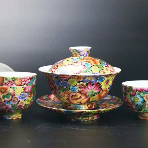 交能＆淳之 · 一周一品鉴——淳之奢瓷珐琅手绘万花不落地茶具套组