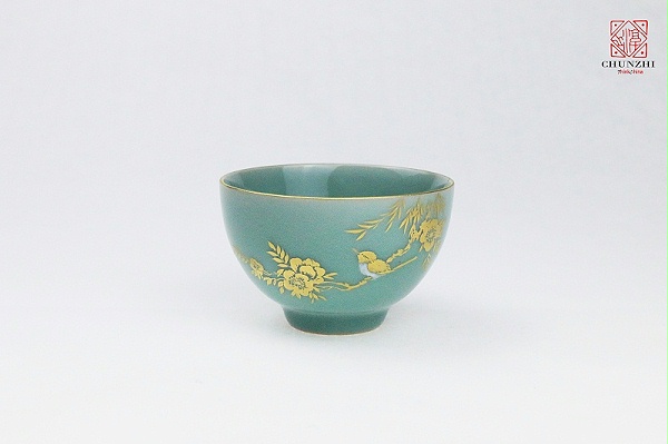 描金金梅花鸟主任杯
