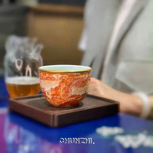 交能＆淳之 · 一周一品鉴——淳之手工手绘描金矾红清明上河图小缸杯