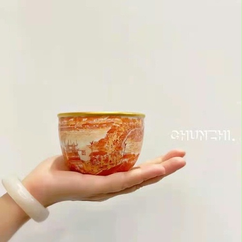 交能＆淳之 · 一周一品鉴——淳之手工手绘描金矾红清明上河图小缸杯