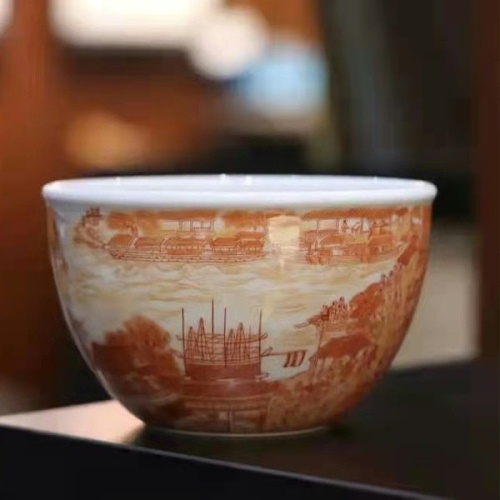 交能＆淳之 · 一周一品鉴——淳之手工手绘描金矾红清明上河图小缸杯