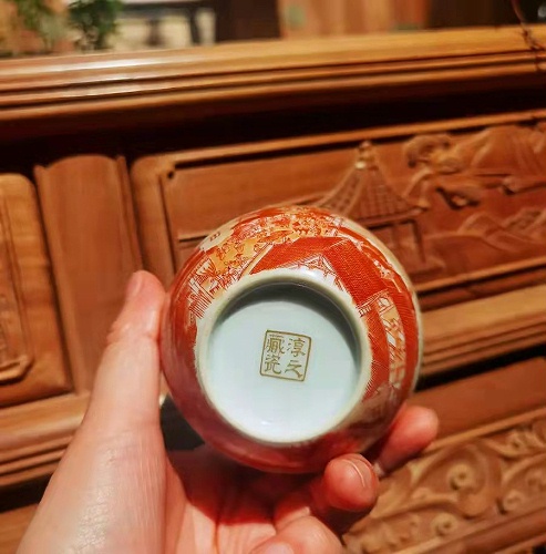 交能＆淳之 · 一周一品鉴——淳之手工手绘描金矾红清明上河图小缸杯