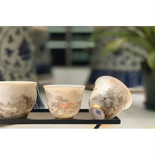 交能＆淳之 · 一周一品鉴——手工手绘墨彩富春山居图茶具系列套组