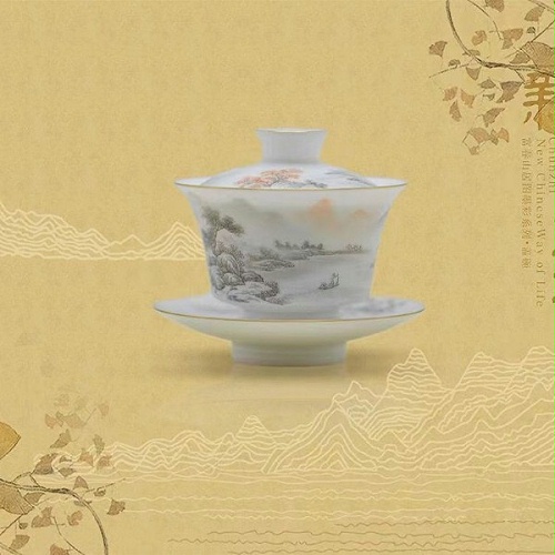 交能＆淳之 · 一周一品鉴——手工手绘墨彩富春山居图茶具系列套组