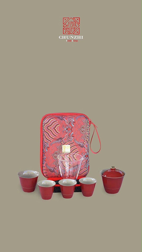 海水纹旅行茶具