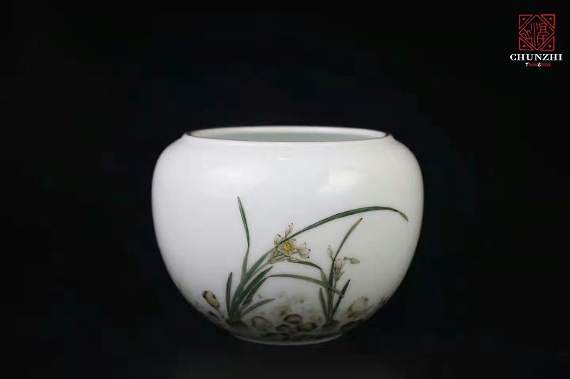 淳之手工手绘釉中彩水仙（十二花神系列之一）