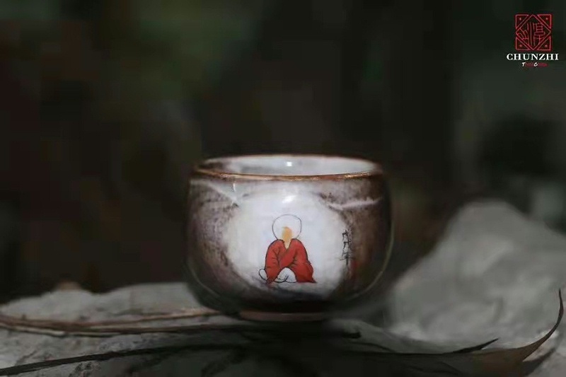 淳之纯手工手绘柴烧“致野烧”古风水墨茶具套组