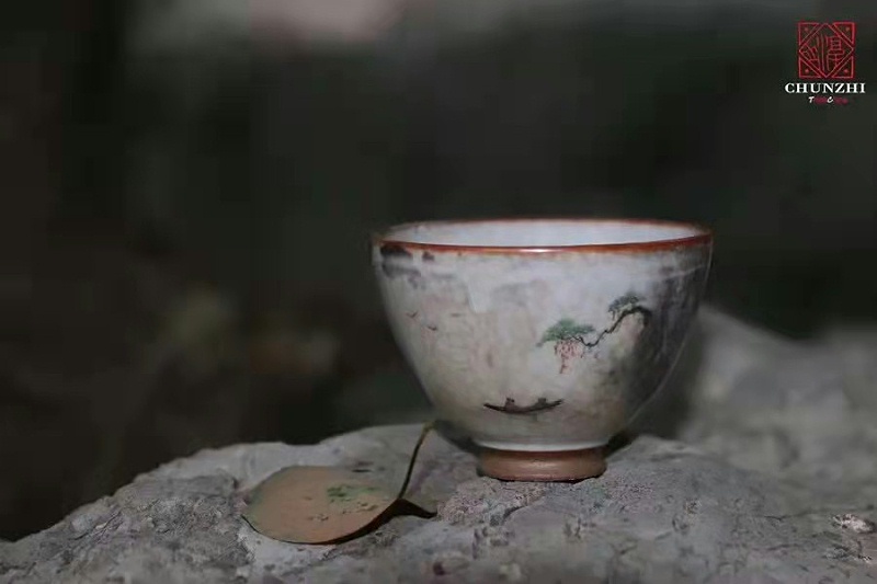 淳之纯手工手绘柴烧“致野烧”古风水墨茶具套组