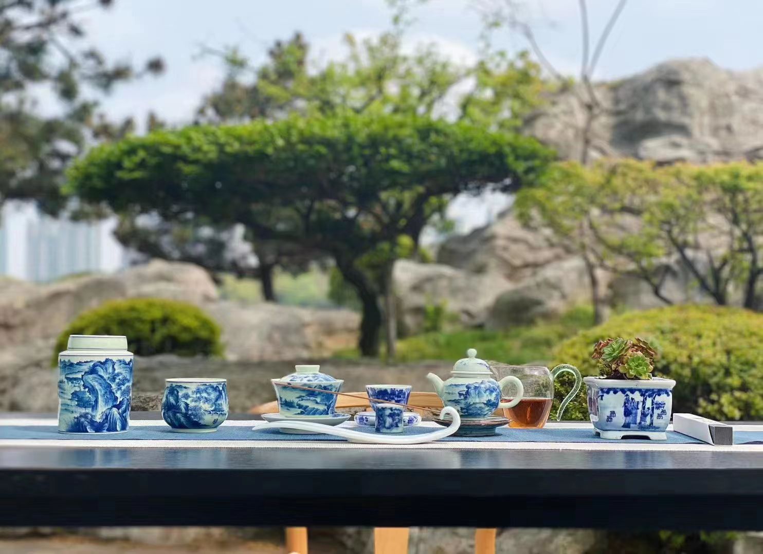 交能＆淳之 · 一周一品鉴——淳之藏瓷青花仿古釉山水系列茶具套组