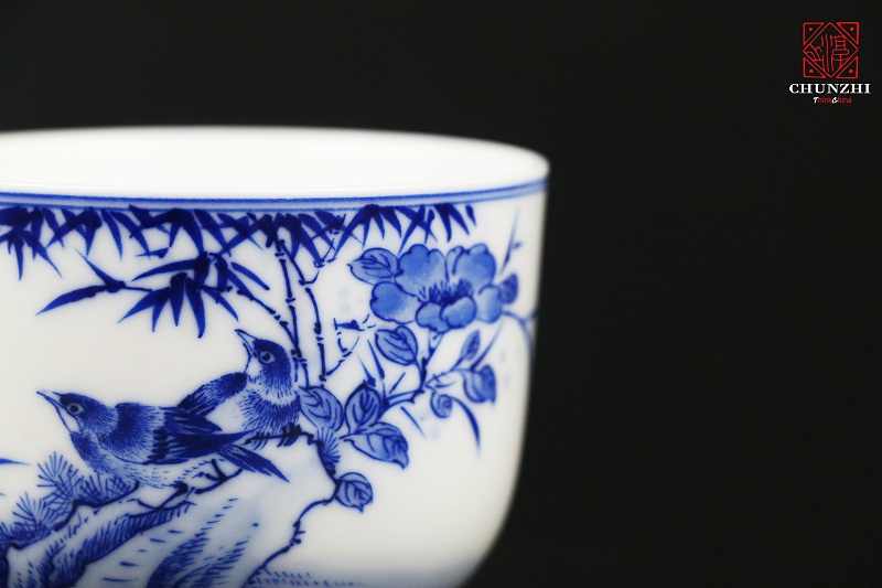 青花花鸟描金主人杯 (5)