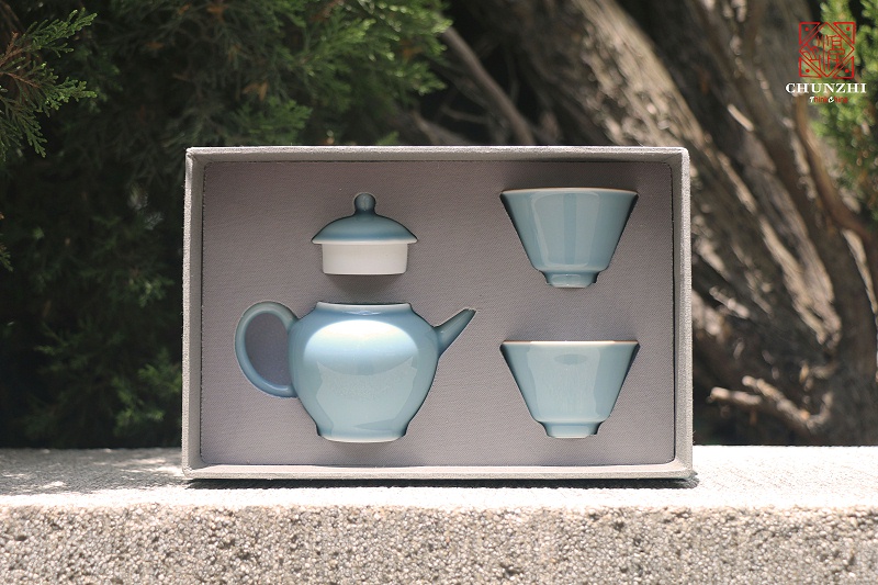 淳之高白瓷天蓝釉茶具套组
