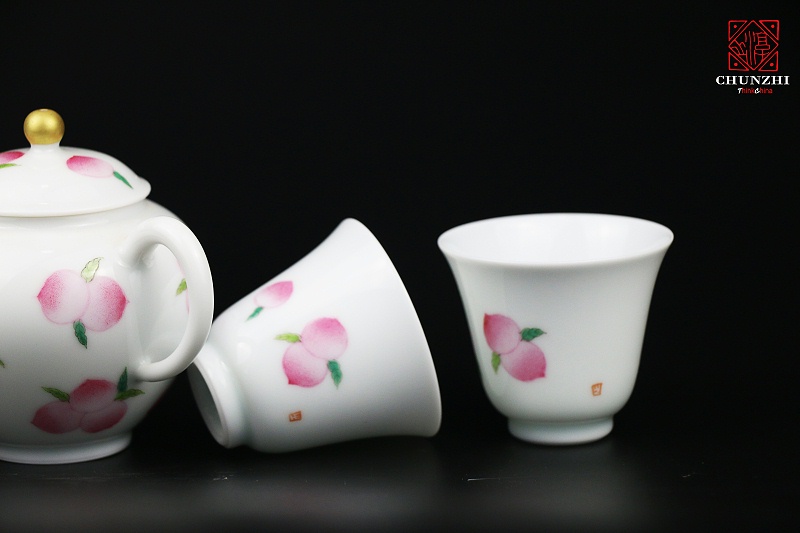 淳之高白瓷仙桃茶具套组