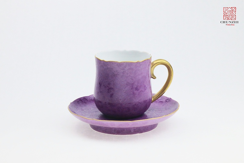 紫色葵口咖啡杯