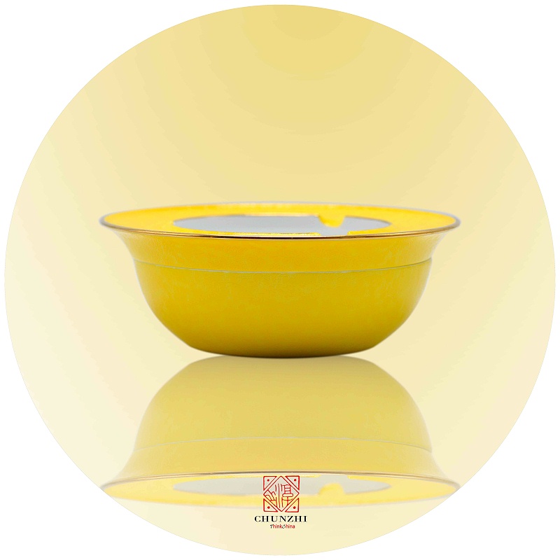 淳之手工扒花黄釉水洗