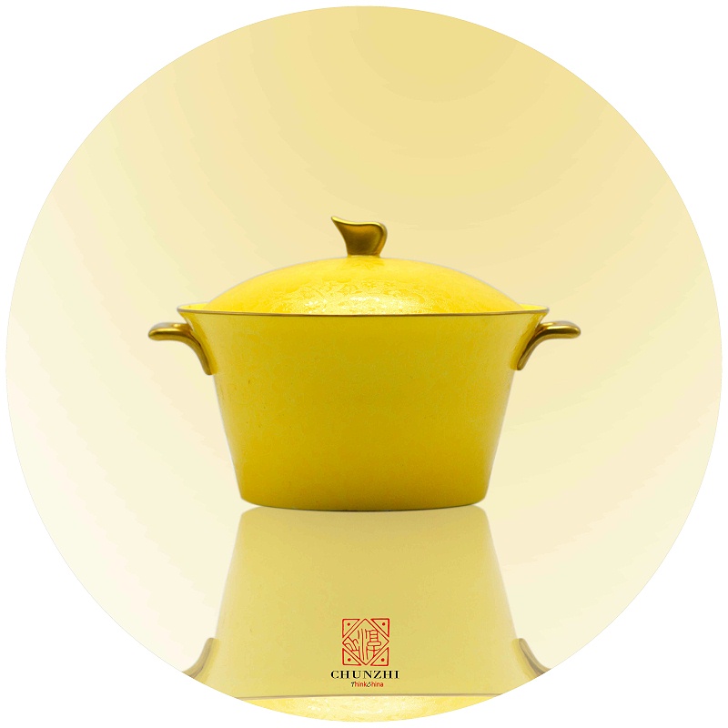 淳之手工扒花黄釉汤锅