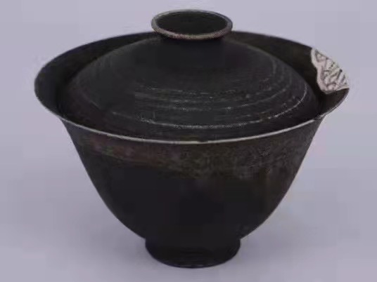 淳之手工手作盘口金缮陶艺盖碗泽平器