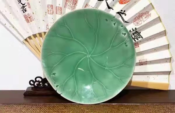 淳之青瓷荷叶虫洞（仿生）壶承