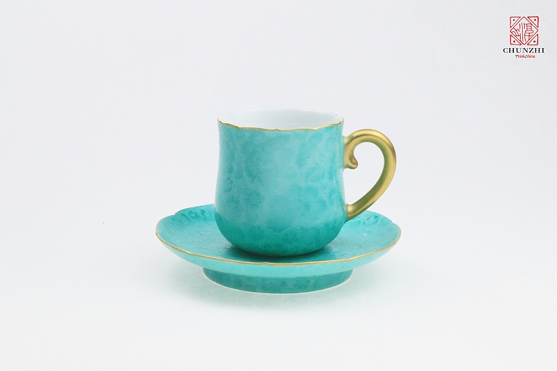 薄荷路扒花葵口咖啡杯