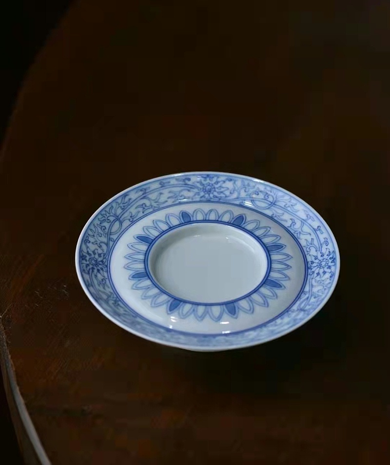 薄胎柴窑莲托八宝白描茶具套组 (6)