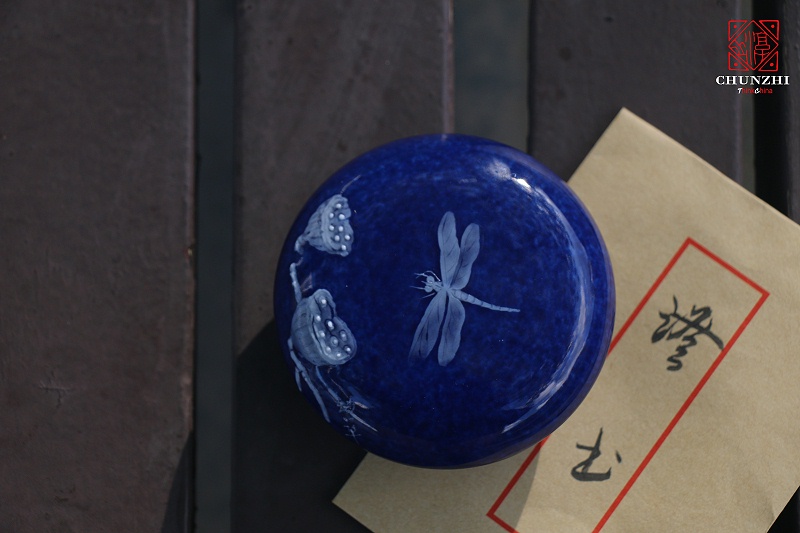 蜻蜓莲蓬印泥盒