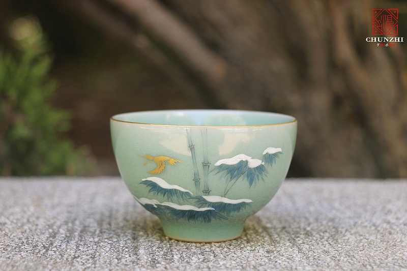 描金青瓷主人杯