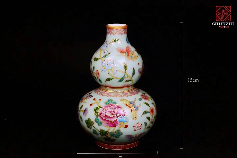 淳之青瓷画珐琅如意围边宝葫芦